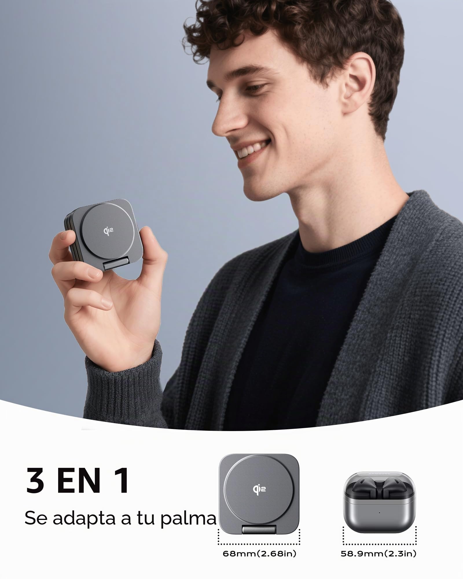 LULULOOK Qi2 Cargador Inalámbrico para Samsung,Plegable Magnética 3 en 1 Estación de Cargador 15W para Galaxy S25 Ultra S24,S23 S22,Note,Z Fold 7,Flip,Cargador 5W para Galaxy Watch Ultra/7/6/5/4/Buds