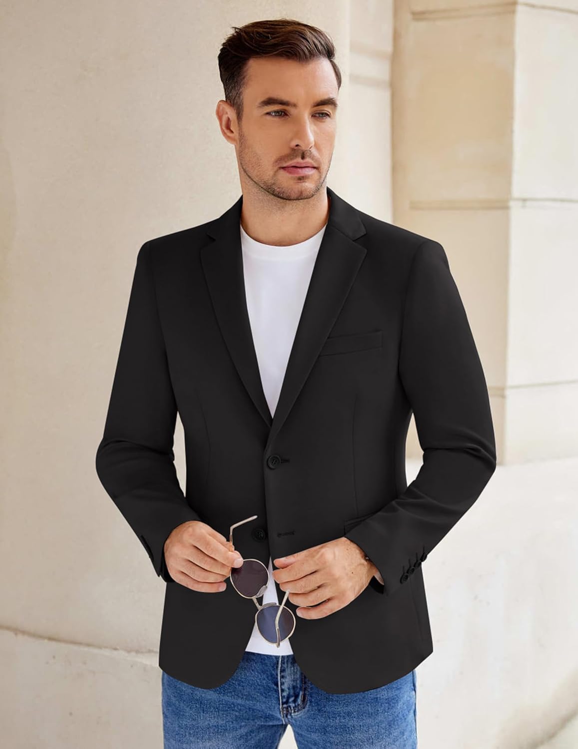 COOFANDY Men's Casual Knit Blazer Stretch Slim Fit Sport Coat Two Button Lightweight Suit Jackets - Image 4