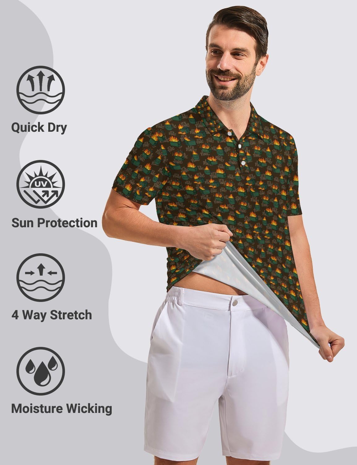 Funny Golf Shirts for Men, Quick Dry Moisture Wicking Polo Shirts image 4