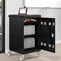 Vista 9 de Leavader Carros de carga móviles para tabletas, computadoras portátiles con tira de alimentación adicional de 4 bits, gabinete de carga