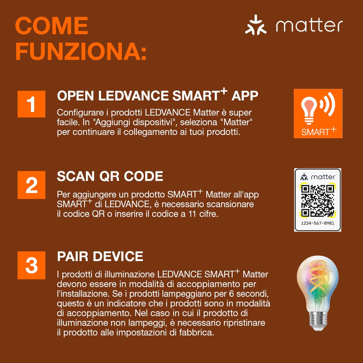 LEDVANCE Lampada LED SMART+ MATTER, vetro chiaro a filamento, 4,8W, 470lm, goccia E27, luce colorata e bianca, compatibile con Google, Alexa, Apple, app o controllo vocale,15.000 ore,conf. da 4
