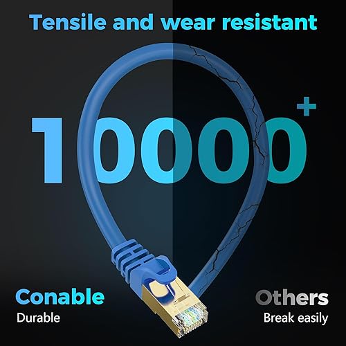 Miniatura 4 de Cable Ethernet Cat 7 de 30 pies, cable de Internet de alta velocidad de 10 Gbps, blindado SFTP, cobre puro OFC, cable de red LAN RJ45 CAT7