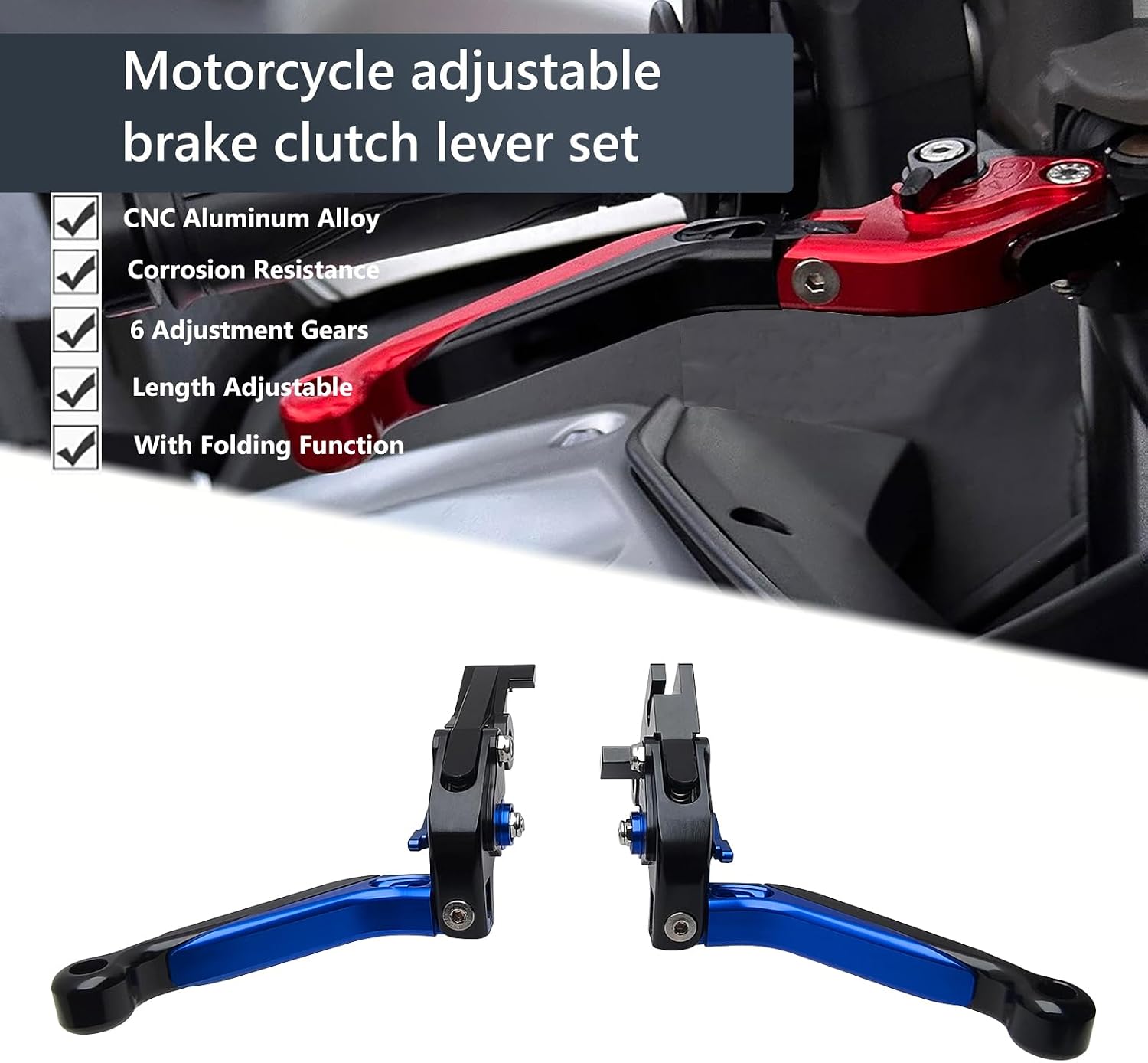 Brake Clutch Levers Replacement for Daytona Trident 660 | Fits for Speed Twin 900 2021-2025, CNC Aluminum, 6-Gear Reach for Easy Control, Foldable Crash-proof Design