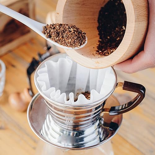 Miniatura 6 de KUFUNG Filtros de café de papel natural para el hogar y la oficina, para verter sobre la cafetera, cafetera por goteo, cesta pequeña, vertido