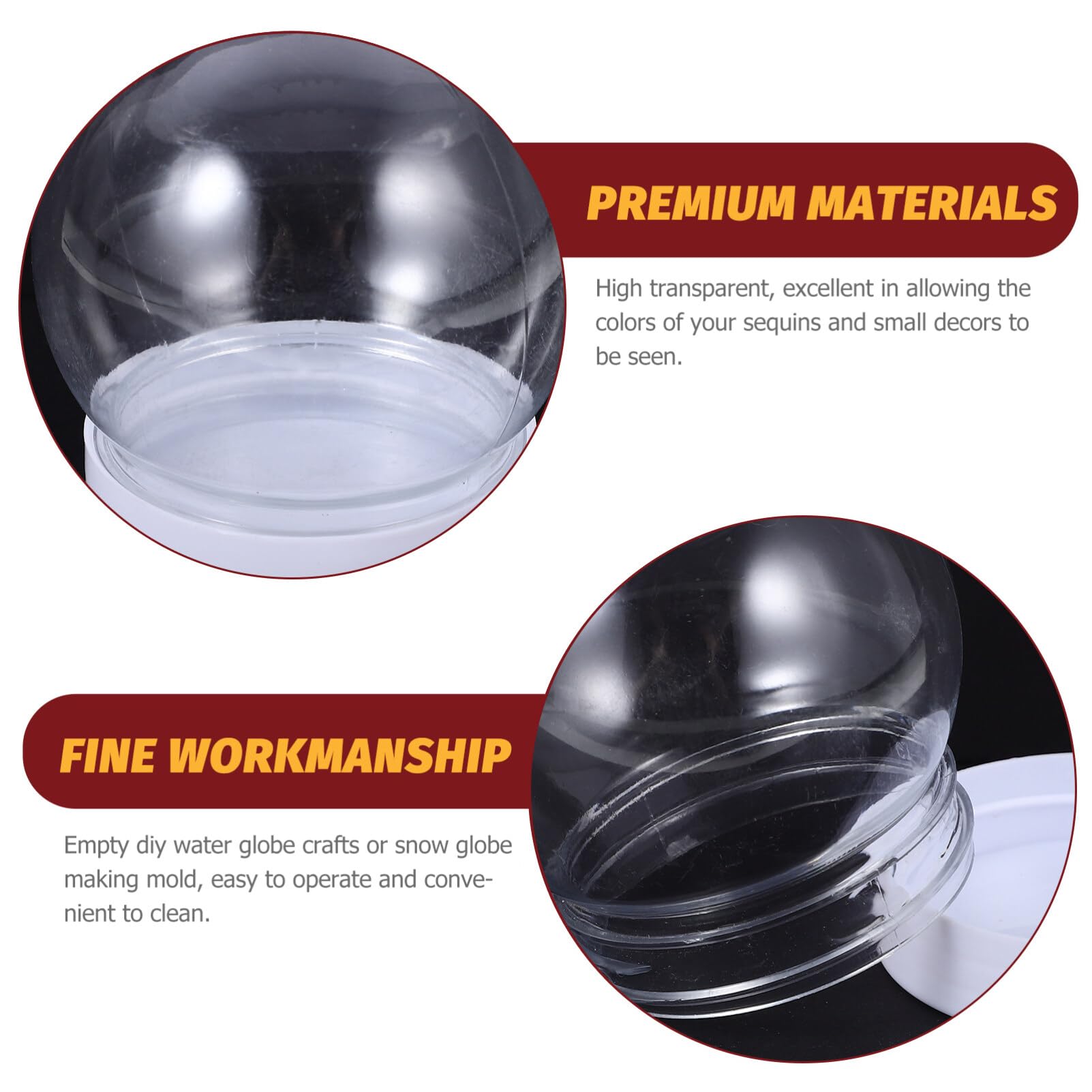 6 Boules à Neige DIY En Plastique Transparent - 150 Ml Et 300 Ml, Pour Créations De Noël, Décorations Personnalisables