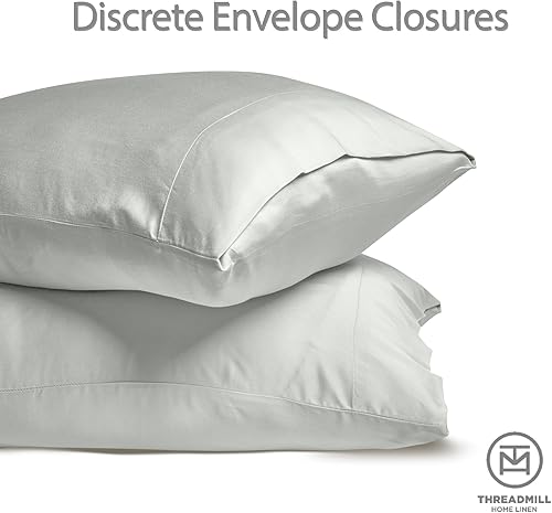 Miniatura 4 de Threadmill Juego de sábanas de bambú de viscosa tamaño matrimonial para cama de tamaño matrimonial, 4 piezas, color gris claro, suaves y sedosas,
