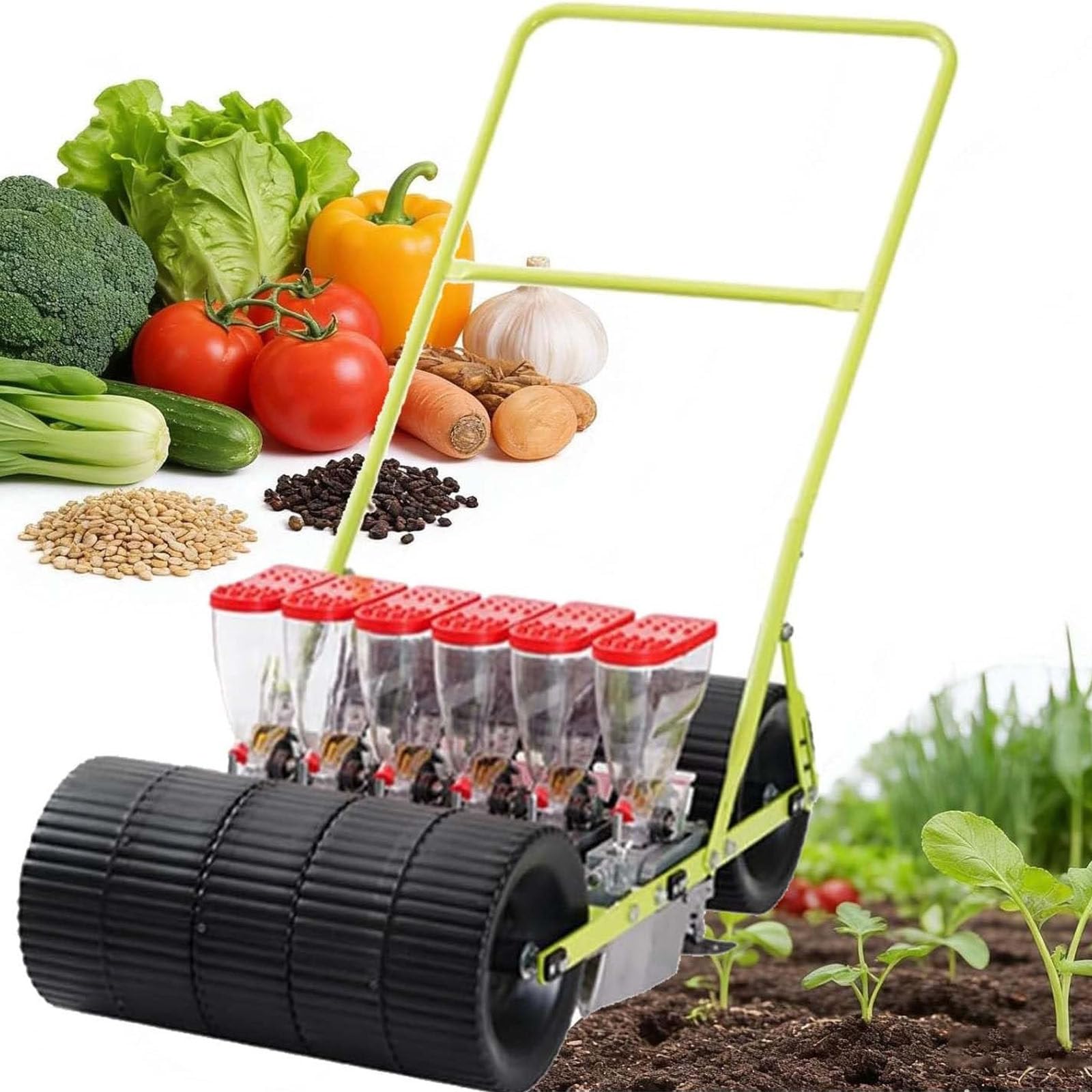 Drmoxin Garden Push Seeder Planter | Hand-Pushed Vegetable Planter| New Portable Manual Seeder Hand-Push Garden Seeder,1/2/3/4/5/6Row Precision Seeder,For Planting In Garden Terraces Hillsides 6row