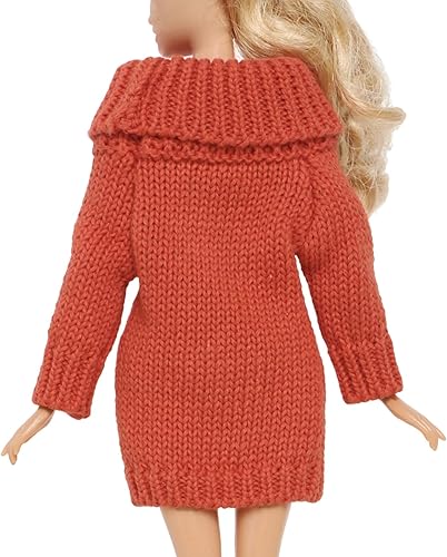 Miniatura 4 de BJDBUS Suéter de cuello alto de invierno para accesorios de muñeca niña de 11.5 pulgadas (rojo naranja)