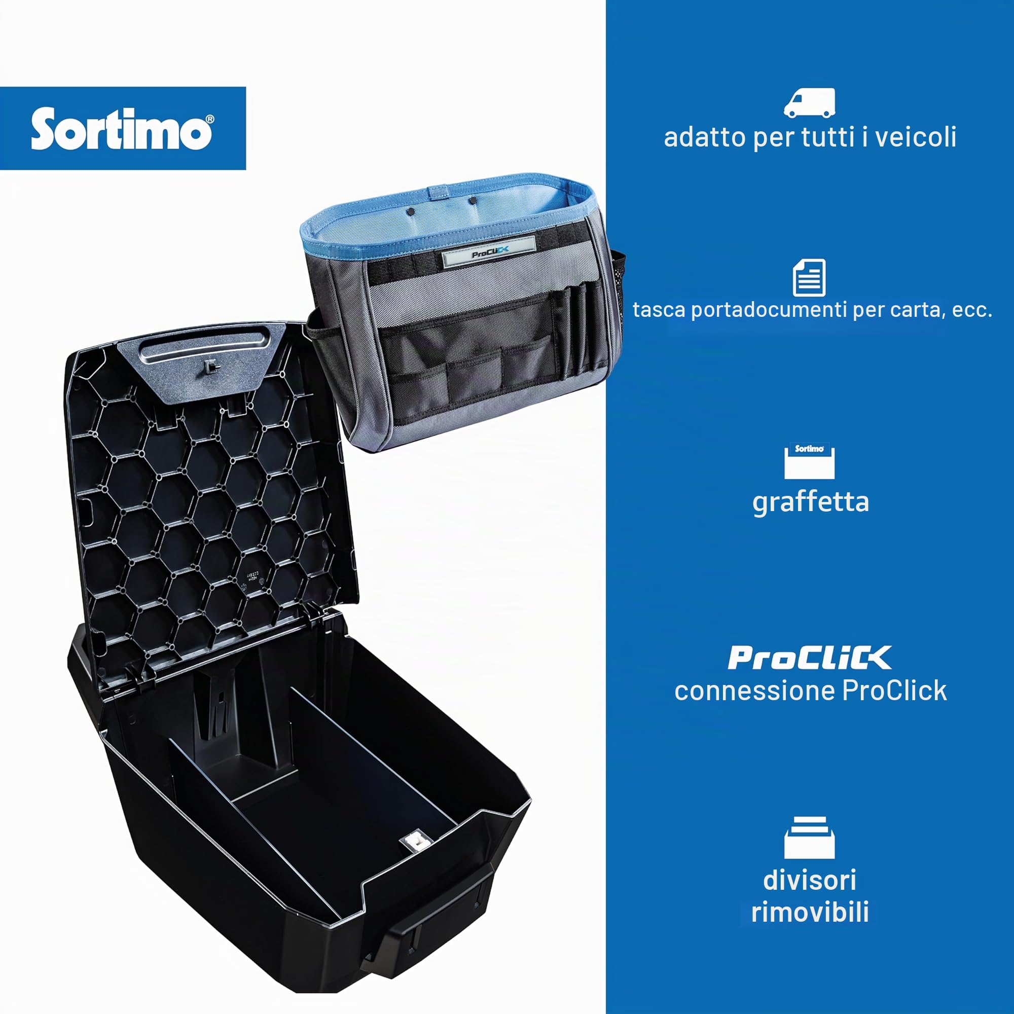 Sortimo AutoAssistent + Office Organizer – Set nero/blu/grigio