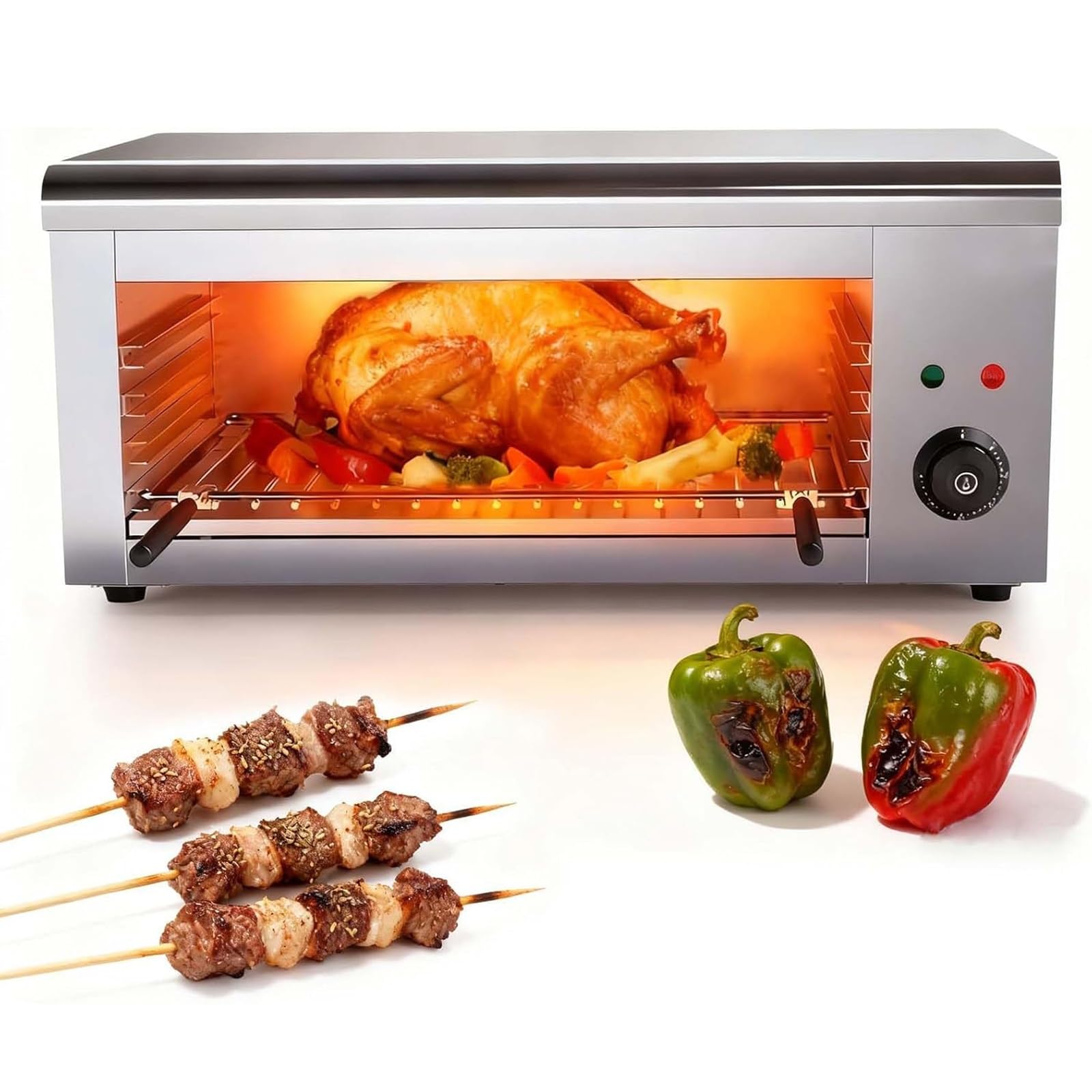 Horno Eléctrico De Sobremesa Multifunción, 2000W Y 30L - 4 Niveles Con Posiciones Ajustables, Tostadora Grande, Pizza Y Barbacoa Sin Humo, Control 50-300°C