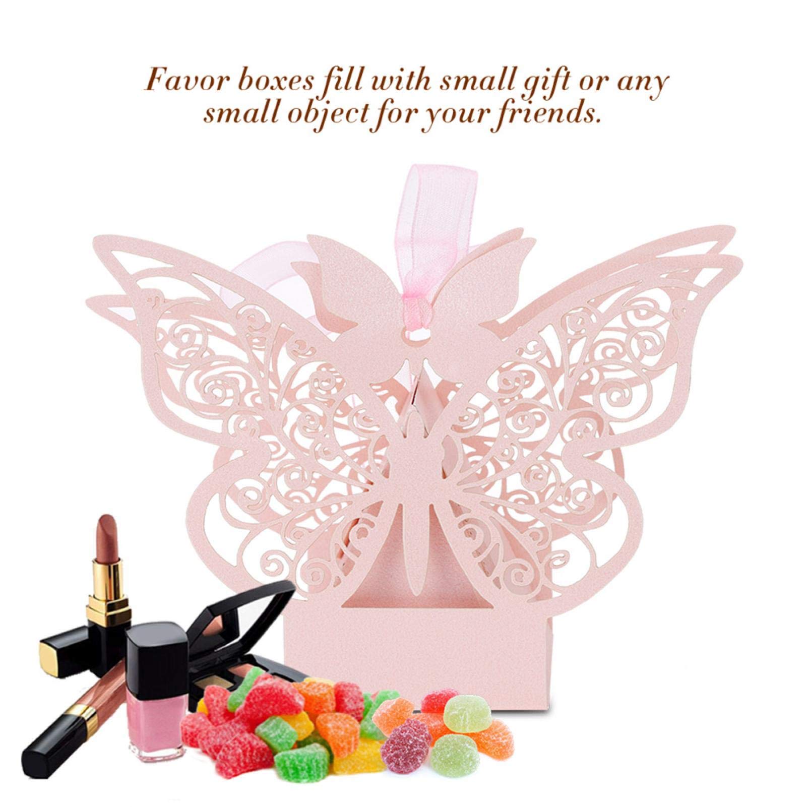 100PCS Bomboniera Bomboniera Zucchero Cioccolato Scatole Decorazione Matrimonio per Matrimonio Compleanno(Rosa)