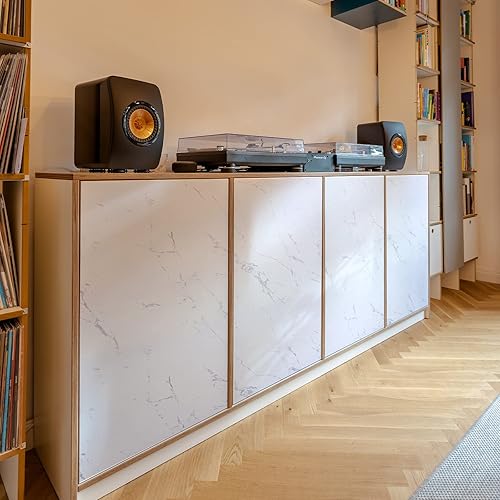 Miniatura 4 de weiseni Papel tapiz de mármol blanco mate, papel de contacto para encimera, papel de contacto de 15.7 x 78.7 pulgadas, papel tapiz autoadhesivo