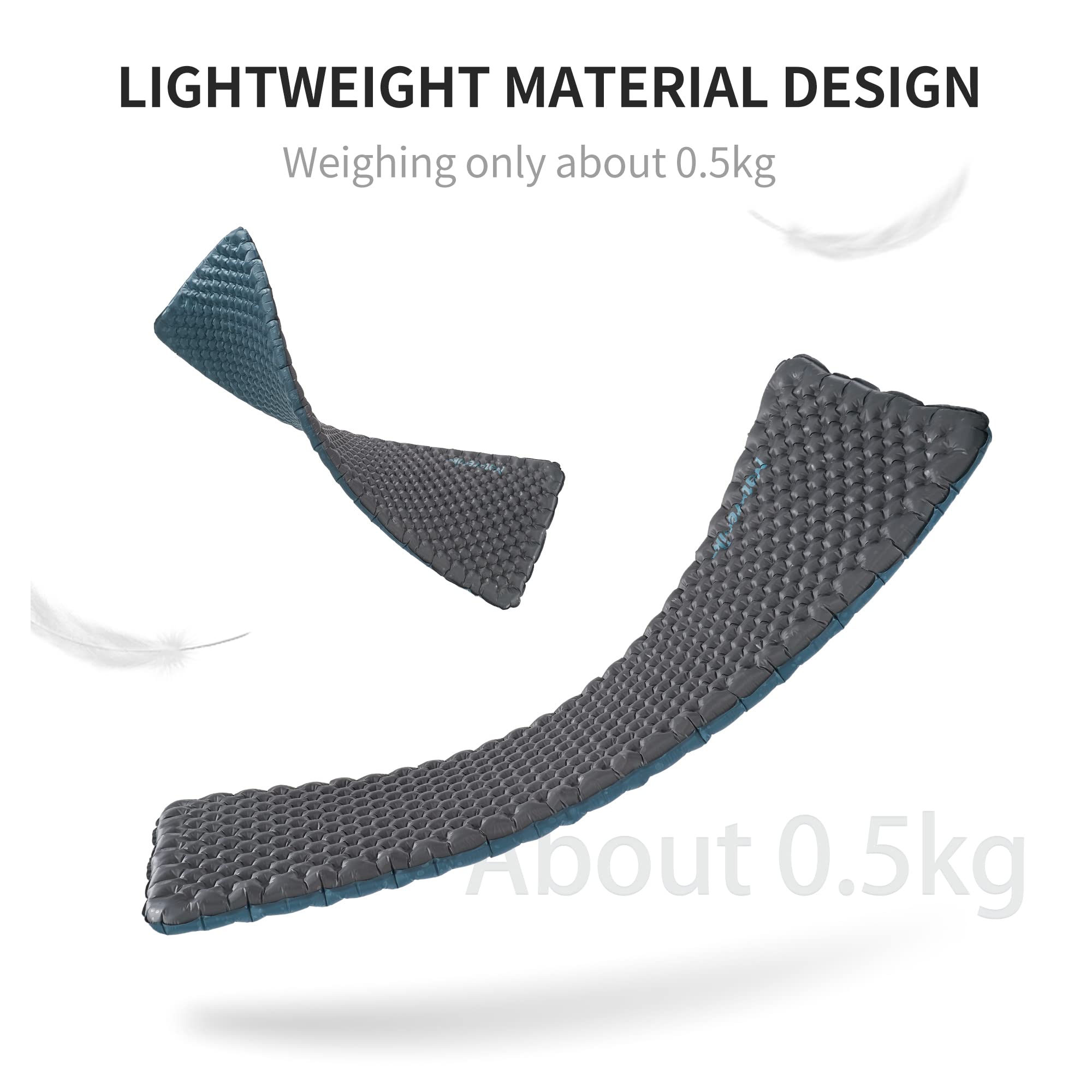 Naturehike Materassino ultraleggero autogonfiante da 0,57 kg, tappetino isolato patchworkable con valore R 3,5 per campeggio, escursionismo, con borsa gonfiabile