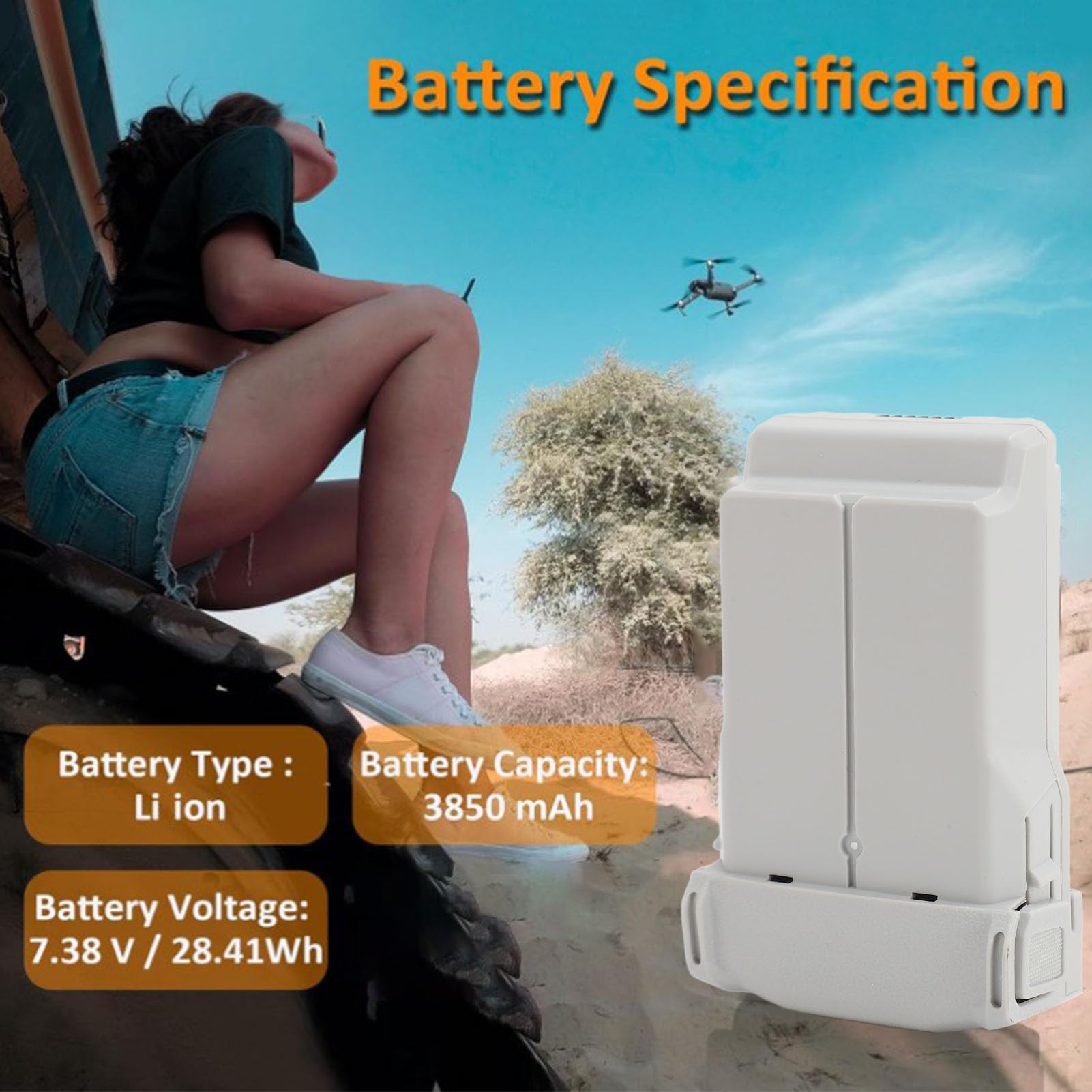 Oryginalna Seria Mini 3 3Pro 4 4Pro Inteligentna Bateria Lotnicza, Bateria Drona 3850 MAh 47 Minut Czasu Lotu Bateria Wielokrotnego Zapobiegania dla Mini 3 3Pro 4 4Pro D (1 paczka)
