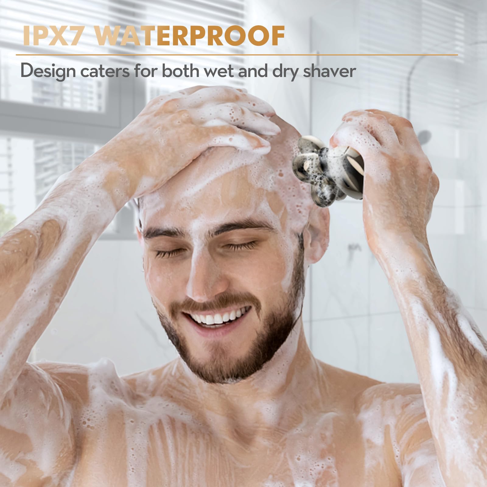 Kibiy, rasoio elettrico da uomo, 5 in 1, con 6 testine rotanti, impermeabile IPX7, kit per la cura della barba e del naso, ricaricabile, Head Shaver