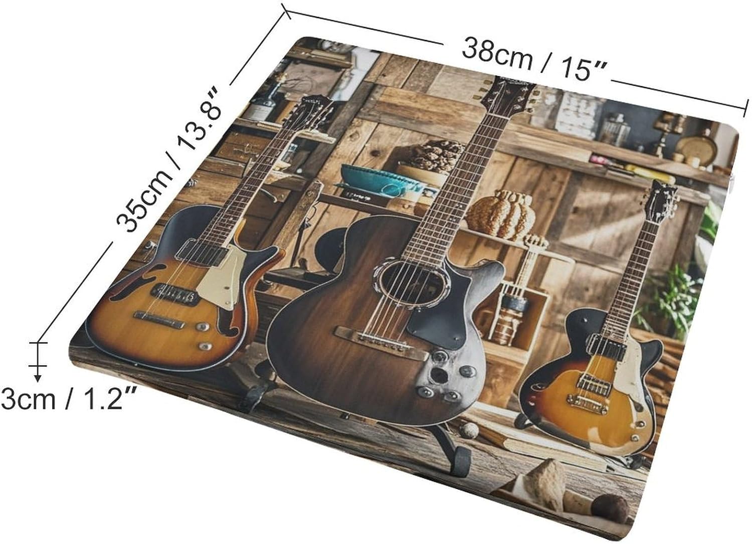 Guitar Musical Instrument Chair Cushion Floor Pillow Stool Cushion | Cushions with Removable Cover with Square Memory for for Chair Living Room Balcony Office Sofa,13.8*15*1.2 Inch