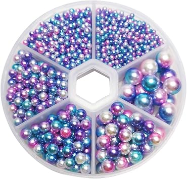 Chenkou Craft 1550PCS 1 Box البلاستيك جولة تقليد اللؤلؤ الخرزة لا حفرة الخرز فضفاضة الأحجار الكريمة مزيج الظلام ، مزيج