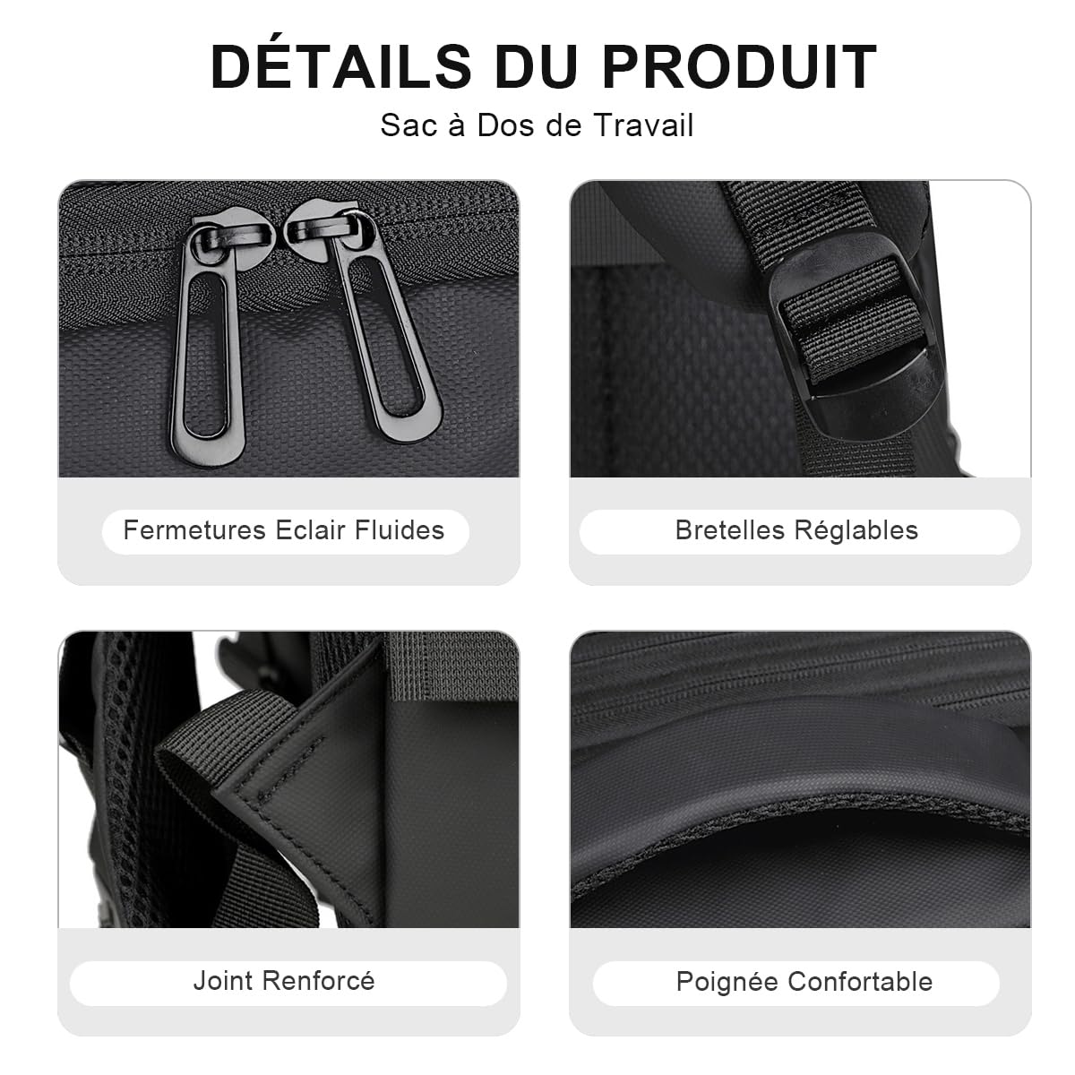SONARIN Voyage Sac à Dos de Travail,Extensible Grande Capacité Sac à Dos Ordinateur Portable 15,6 Pouces,Imperméables Sacs de Cabine Sacs à Loisir pour Homme