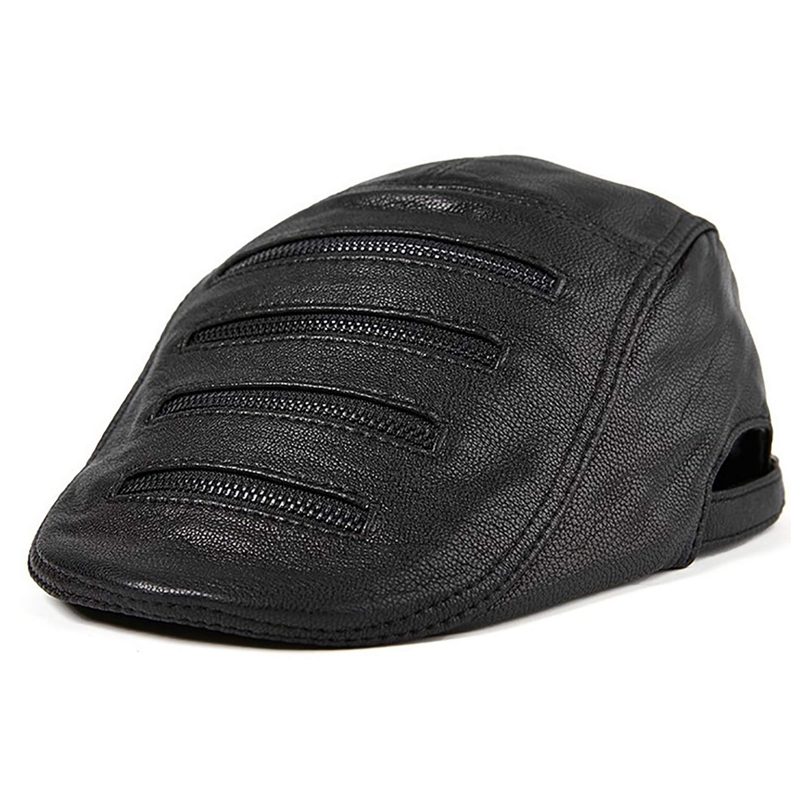 G&F Pelle Berretto Uomini Pelle Pecora Vintage Regolabile Cappello Golf Inverno 55-60 Cm (Color : Black, Size : 58-60)