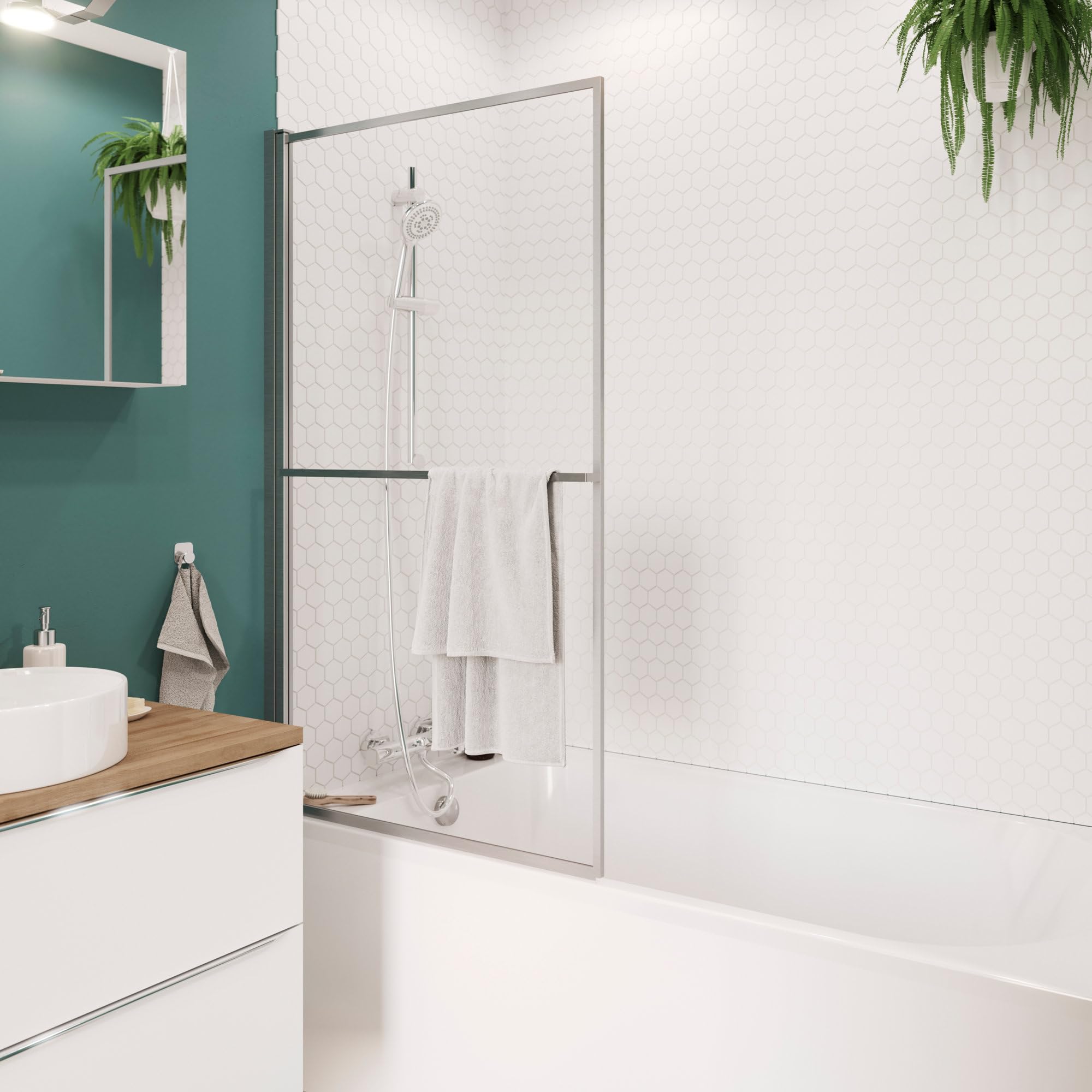 GoodHome Cavally - Mitigeur thermostatique de baignoire mural chromé.