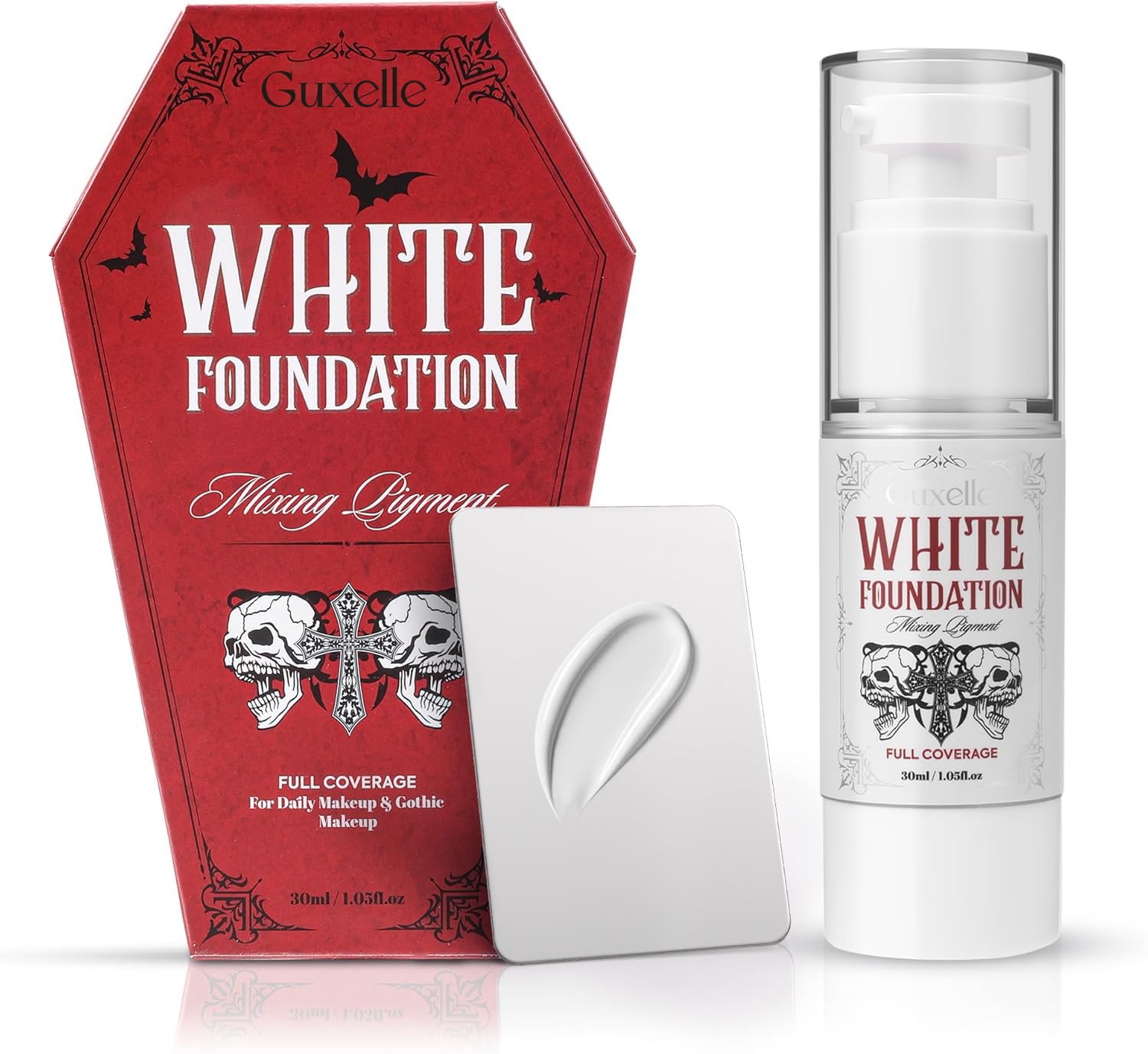 White Liquid Foundation, Waterproof Full Coverage Foundation Mixer, White Base with Makeup Mixing Palette for Goths SFX & Daily Makeup.