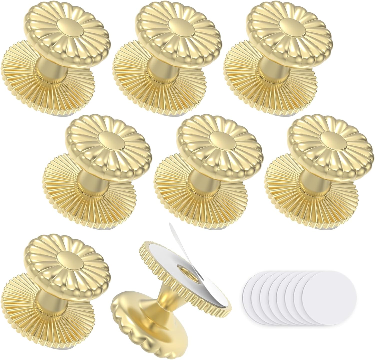 Self Adhesive Drawer Knobs, 8 Pack Self Stick Door Pull Handles, Zinc Alloy No Drilling Cabinet Knobs for Drawer, Closet, Window, Dresser, Sliding Barn/Glass Shower/Balcony Door (8, Gold)