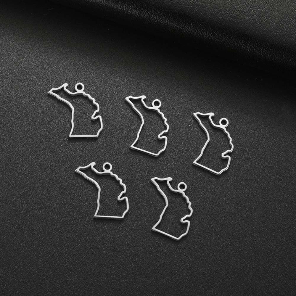 United States Map Outline Pendant Charm, Stainless Steel For DIY Necklace And Bracelet, Hometown Pride Jewelry, Model: 471819826