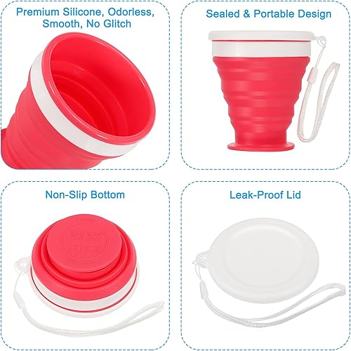 Miniatura 20 de PATIKIL Vaso plegable, paquete de 2 vasos plegables de viaje de 6.8 fl oz, taza portátil de silicona para beber para acampar, senderismo, al aire
