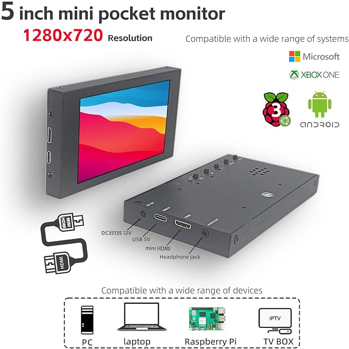 Monitor Portátil de 5 Pulgadas HD IPS miniatura 2