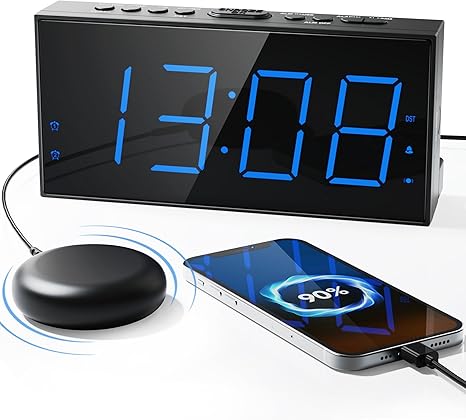 Roxicosly Loud Alarm Clock with Bed Shaker, Vibrating Alarm Clock for Heavy Sleepers/Hard of Hearing/Deaf/Teens, Dual Alarms with 7.5ββ Large LED Display, USB Charger, Dimmer, Snooze & Battery Backup Roxicosly Loud Alarm Clock with Bed Shaker, Vibrating Alarm Clock for Heavy Sleepers/Hard of Hearing/Deaf/Teens, Dual Alarms with 7.5ββ Large LED Display, USB Charger, Dimmer, Snooze & Battery Backup