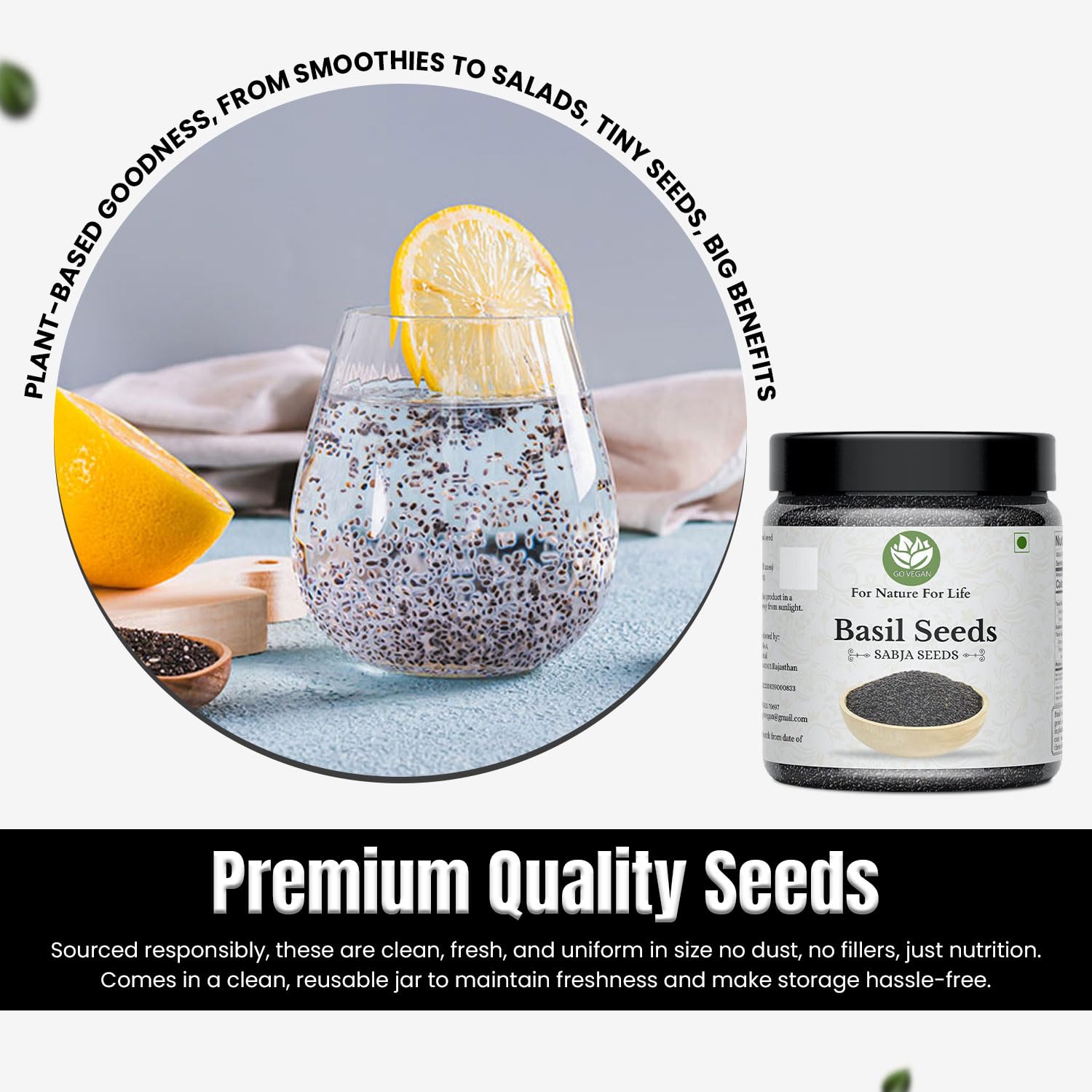 Buy Now Go Vegan Raw Basil Seeds For Weight Loss - 300Gm | Sabja See...
