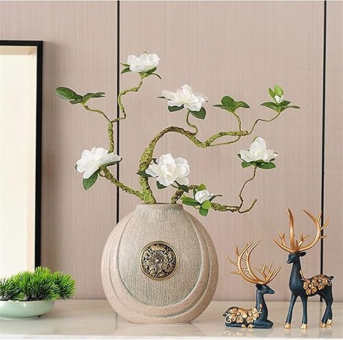 Miniatura 4 de Ramos de flores artificiales decorativos para interiores, adorno de flores artificiales con jarrón, sala de estar, entrada, oficina, simulación,