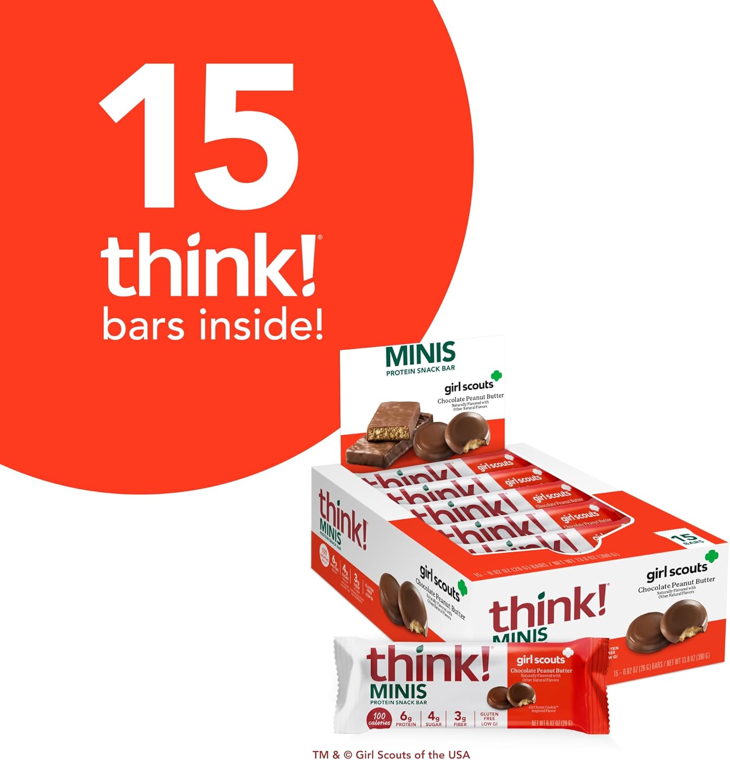 think! Girl Scout Minis, Chocolate Peanut Butter,15 Count