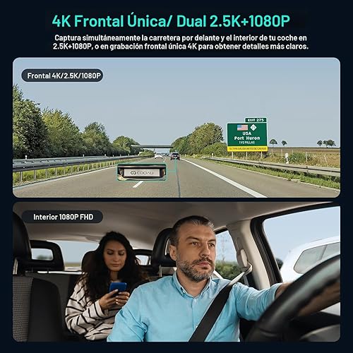 Miniatura 2 de Cámara de salpicadero Wi-Fi integrada de 1080P FHD con GPS, grabadora de cámara frontal e interior de automóvil con visión nocturna infrarroja,