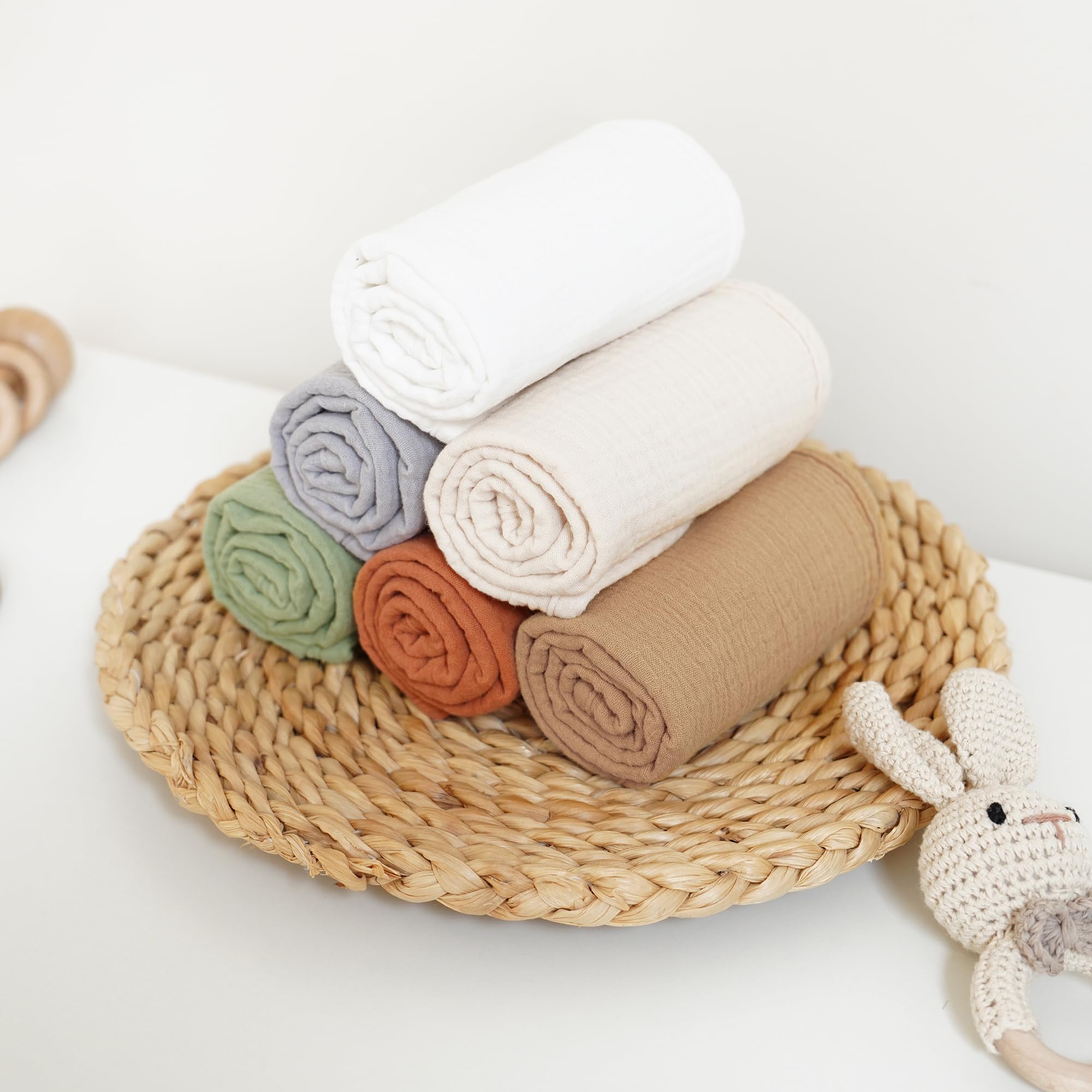 Konssy Juego de 6 paños de muselina para eructos unisex, 100% algodón, ropa grande para recién nacidos, bebés y niños