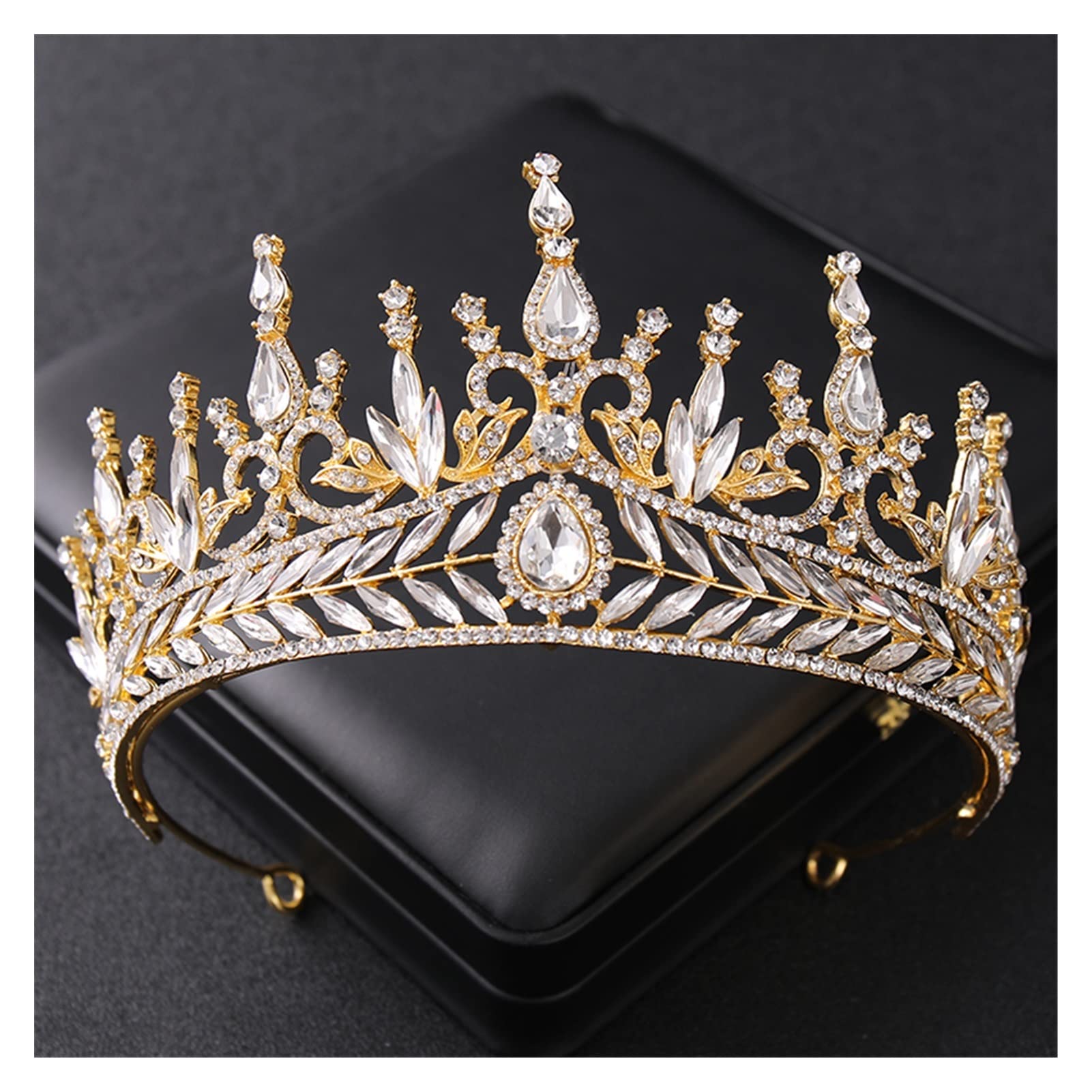 Luruxy barokowe kryształowe korony i tiary Rhinestone Princess Prom Diadem kobiety ślubne akcesoria do włosów dla nowożeńców biżuteria z pałąkiem na głowę Tiara (kolor metalu: zielony)