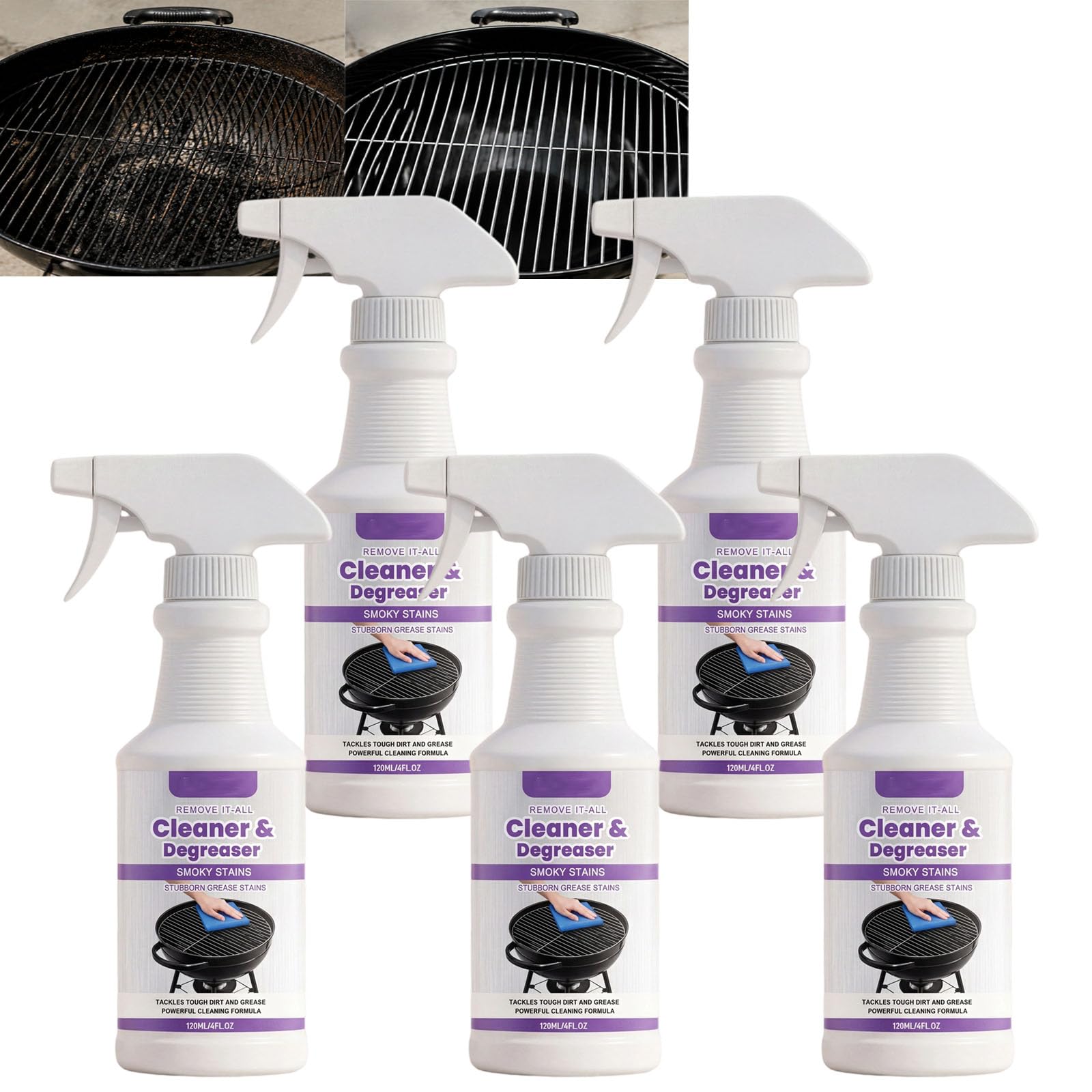 Detergente spray per barbecue, detergente e sgrassante, detergente ad alte prestazioni per barbecue, rimuove i residui di cibo bruciati e il grasso, per barbecue esterni, forni, friggitrici ad aria