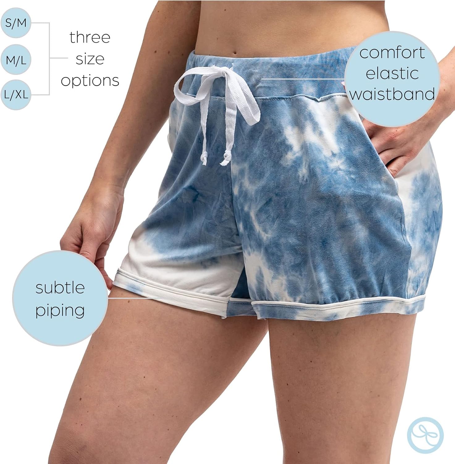 Hello Mello Dyes The Limit Soft Lounge Shorts 2.0 Womens Lightweight Pajama Bottoms with Side Pockets & Subtle Piping - Image 5