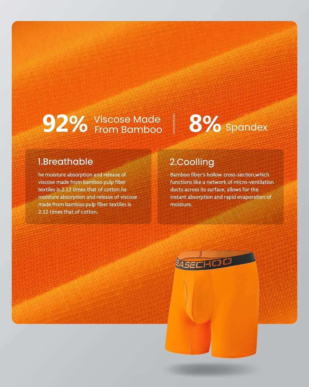 Men's Underwear,Rayon Made from Bamboo Men Boxer Briefs,Ultra Soft,Breathable,No Riding Up Leg,7 Pack - Image 5