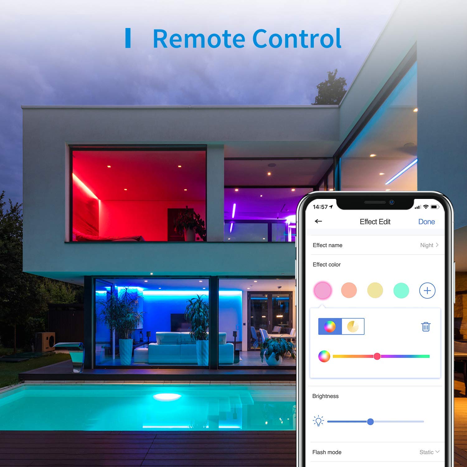 Meross Wi-Fi LED Strip Działa z Apple HomeKit, Smart RGB Strip, 12V IP20 Oświetlenie Paskowe, Elastyczne DIY Strip Działa z Siri, Alexa i Google, na Boże Narodzenie, Party, 5M x2