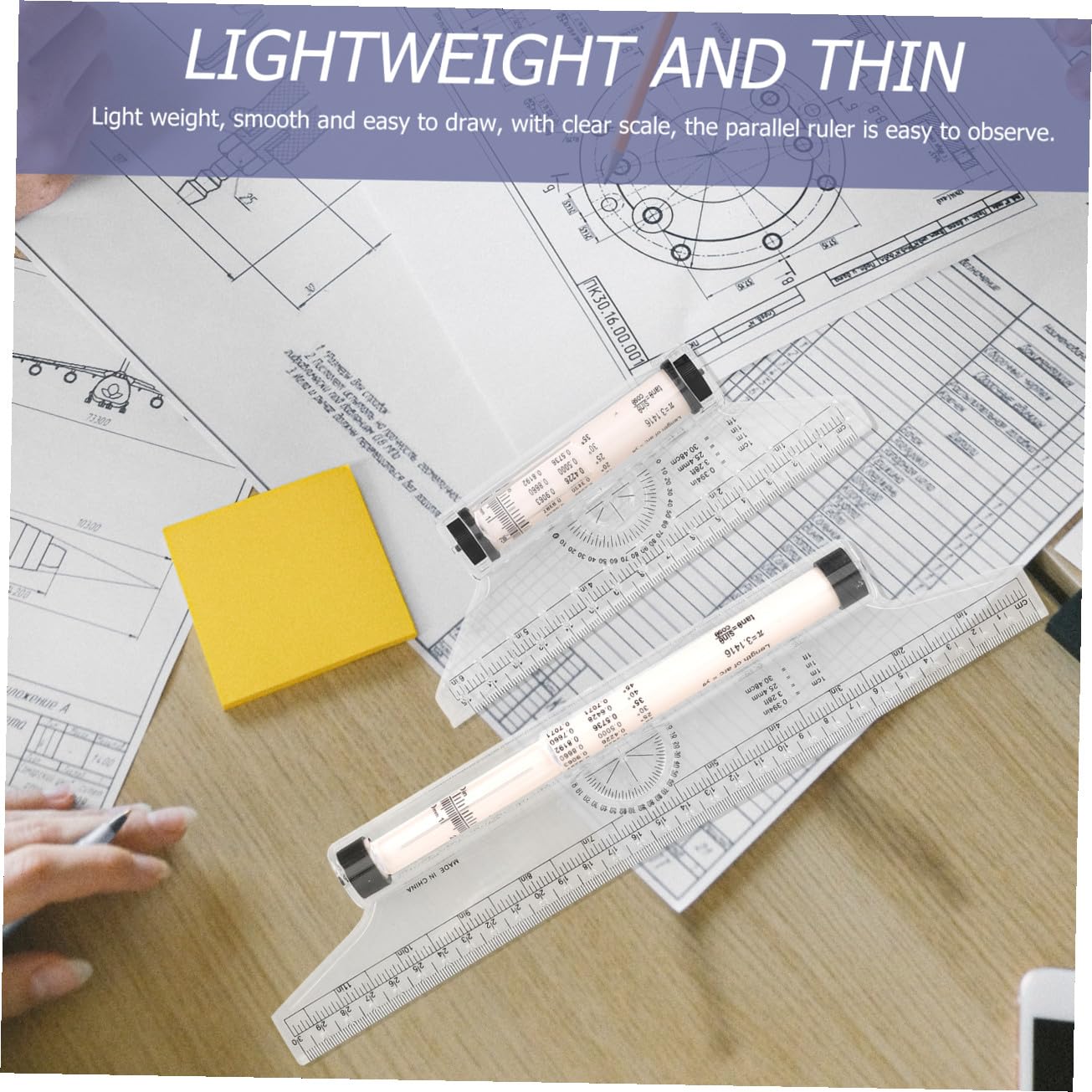 Operitacx 5 Set Disegno Del Righello Di Design Multi Righello A Linee Parallele Disegnare Sovrano Planimetria Usi Di Misurazione Rotante in Plastica Trasparente 2 Pezzi*5