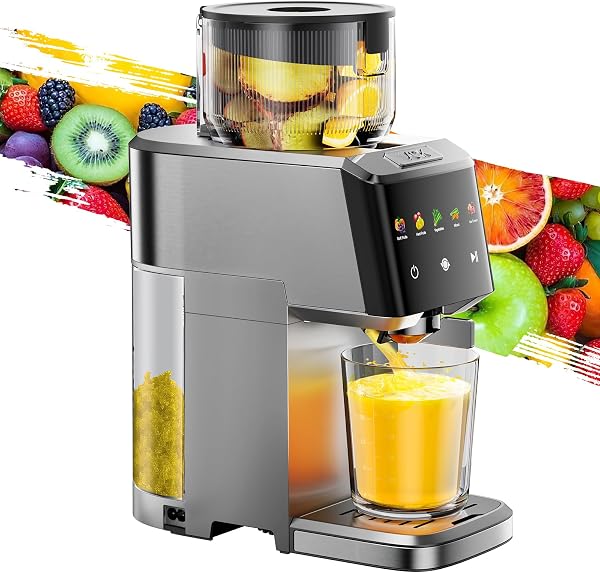 Cold Press Juicer with Large 5.12" Feed Chute- Slow Masticating Technology for Nutrient Retention, Quiet Motor, High Juice Yield, Leakproof Base- Perfect for Fruits Vegetables