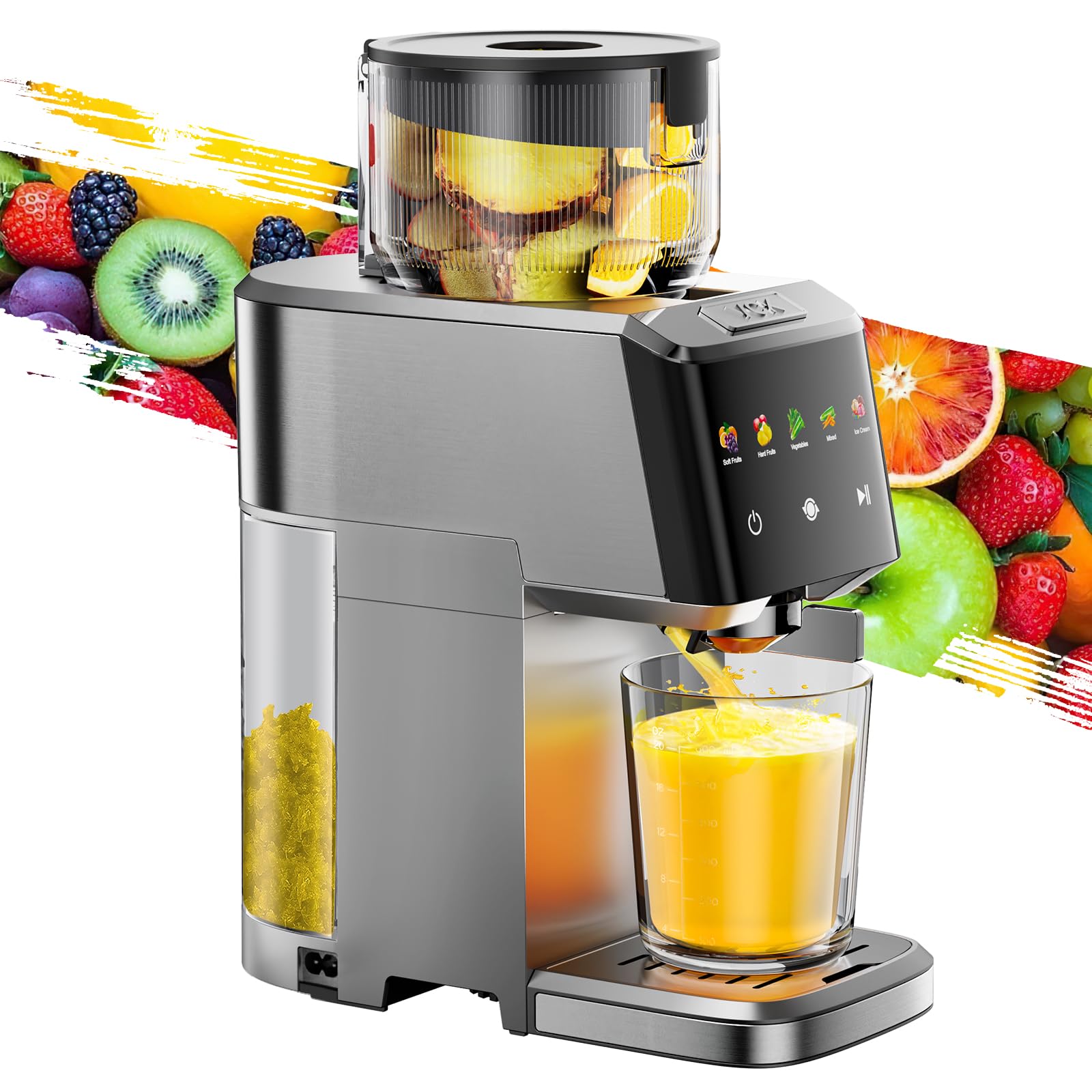 VCK Cold Press Juicer with Large 5.12" Feed Chute- Slow Masticating Technology for Nutrient Retention, Quiet 250W Motor, High Juice Yield, Leakproof Base- Perfect for Fruits, Vegetables & Leafy Greens