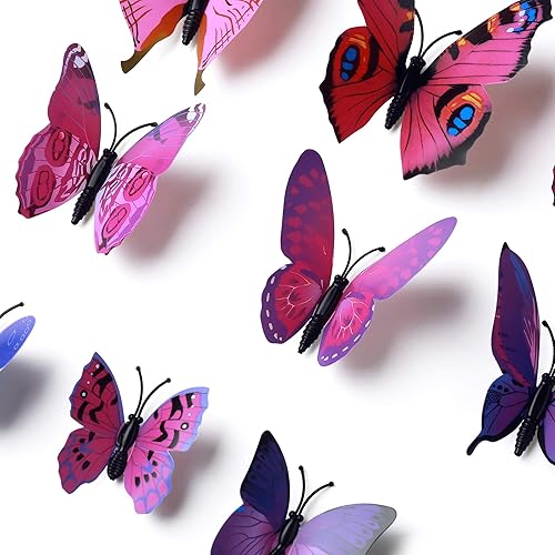 Miniatura 4 de Amaonm - 120 pegatinas de mariposa 3D, color morado