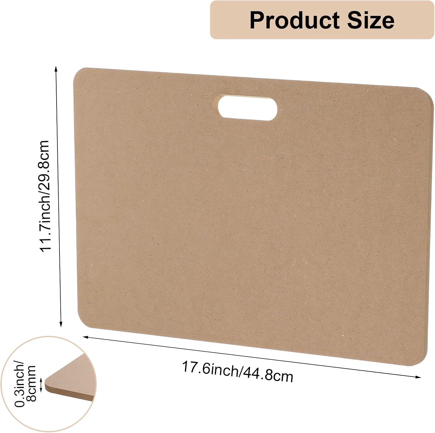 2 Pack Portable Clay Wedging Board with Built-in Handle 11.7x17.6 Inch Wooden MDF Board for Pottery, Ceramics, and Clay Crafts