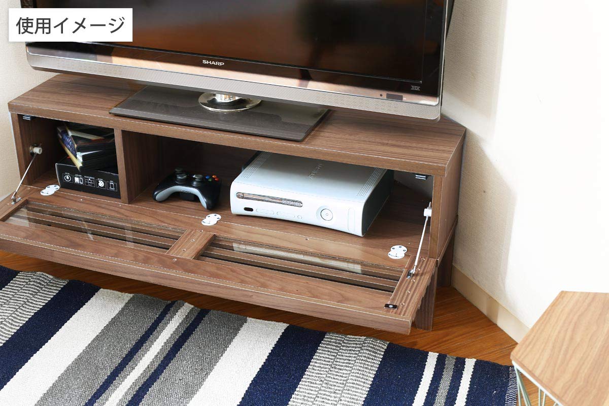 Amazon｜コーナーTV台 100cm幅 ライン ミディアムブラウン(99321