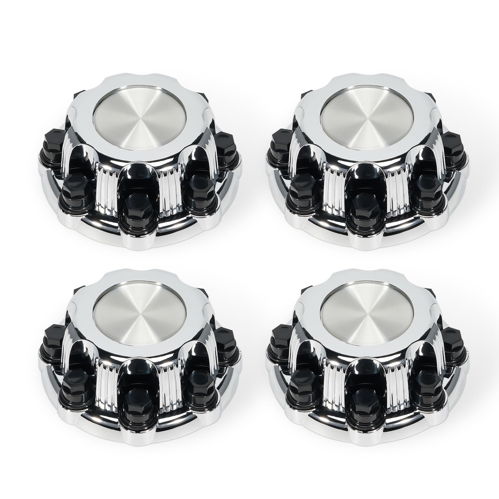 LEAPTREND 4pcs Chrome Wheel Center Caps(Glossy Silver) 8 Lugs, Fit for 1998-2013 Chevy Silverado Avalanche Suburban&GMC Sierra Yukon 1500 2500 3500 16