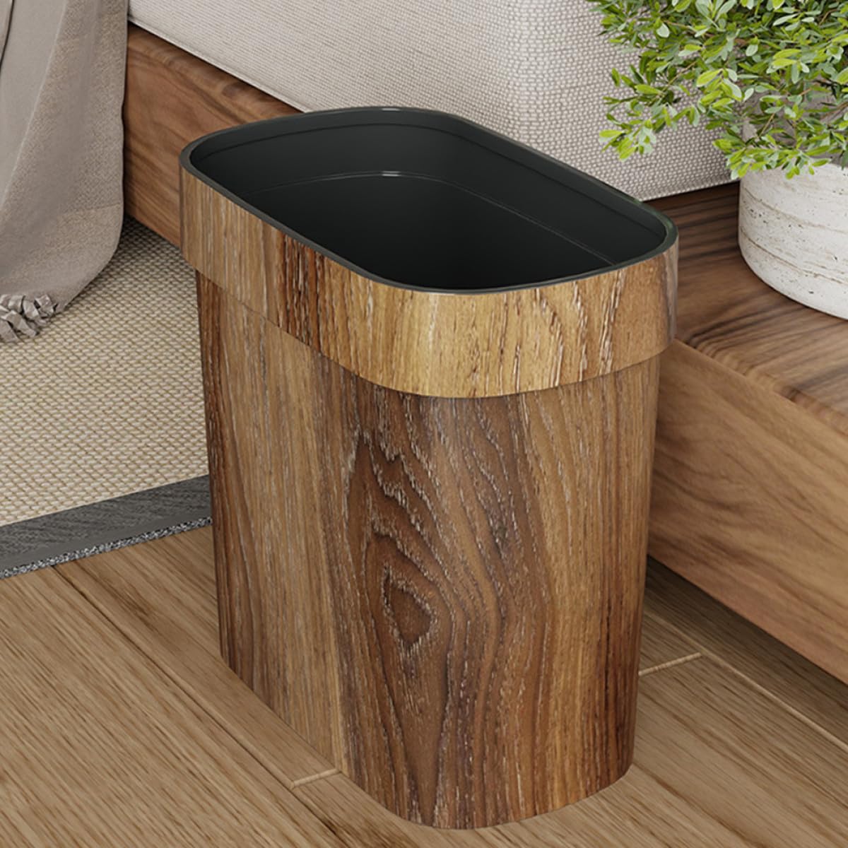 KALLORY Cubo Desperdicios Cocina de Imitación de Madera, Papelera Delgada de Pp para Baño, Oficina y Hogar, Uso Multi-escena y Gran Capacidad Color Aleatorio