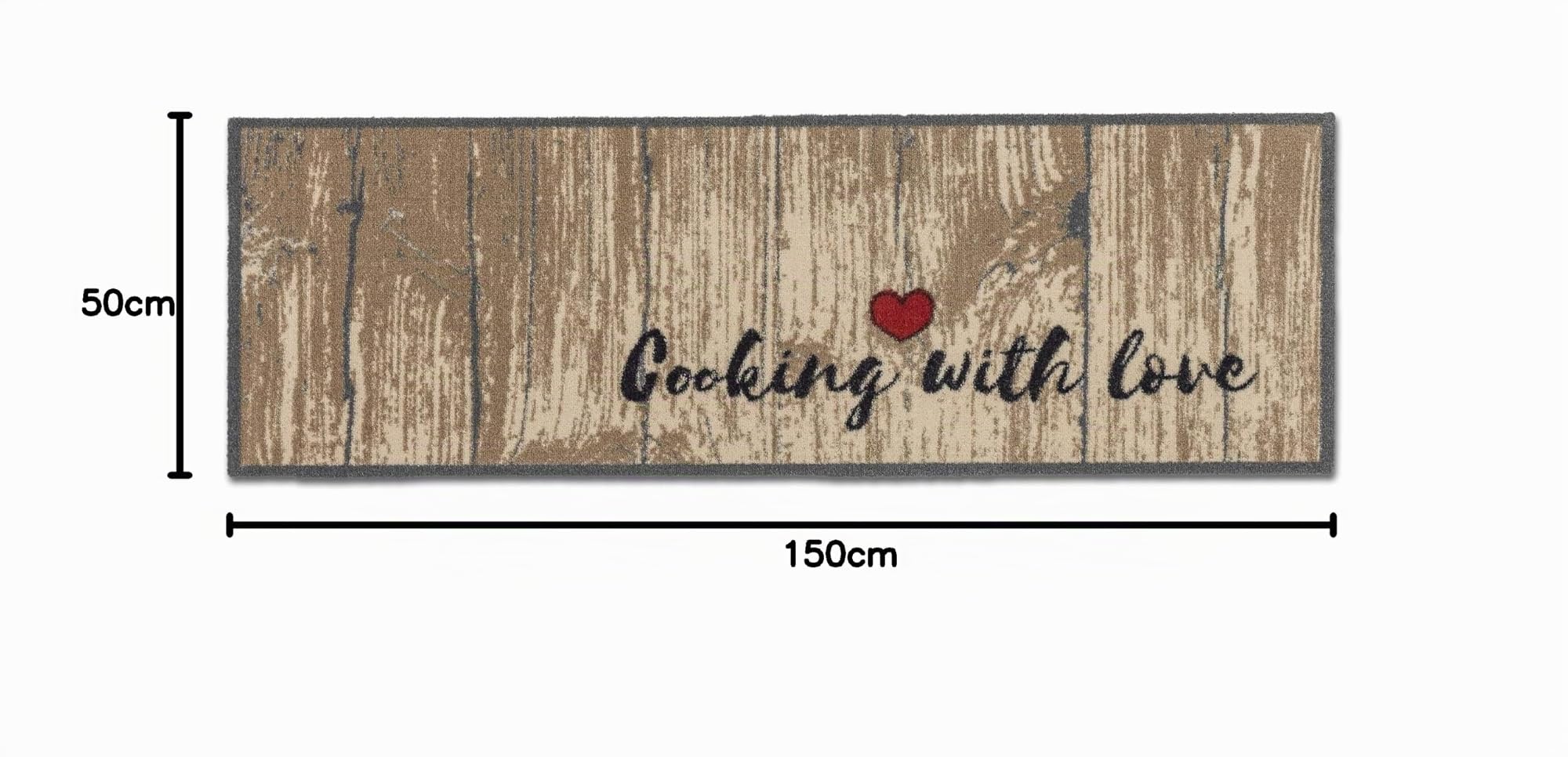 Astra Tappeto ingresso interno antiscivolo 50 x 150 cm Cucinare con amore - Tappetino antisporco assorbente - Lavabile a 30°C - Tappeto moderno per ingresso