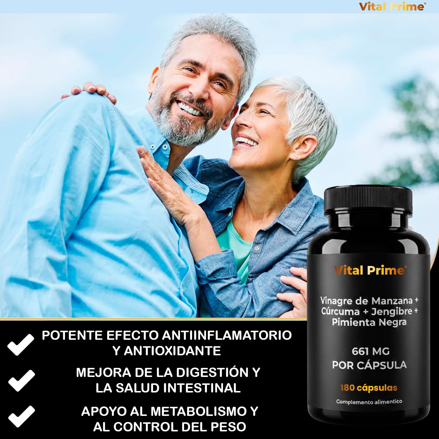 VITAL PRIME Vinagre de Manzana Capsulas 180 Cápsulas 661mg por Cápsula con Cúrcuma, Jengibre y Pimienta Negra con la Madre | Suministro para 6 Meses | Cápsulas de Vinagre de Manzana Apto para Veganos - 4